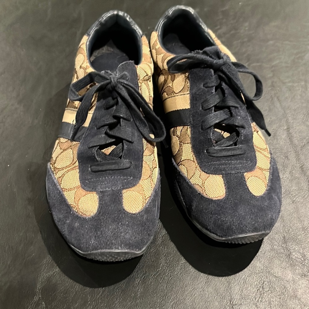 Blue and Tan Coach tennis shoes, so cute!